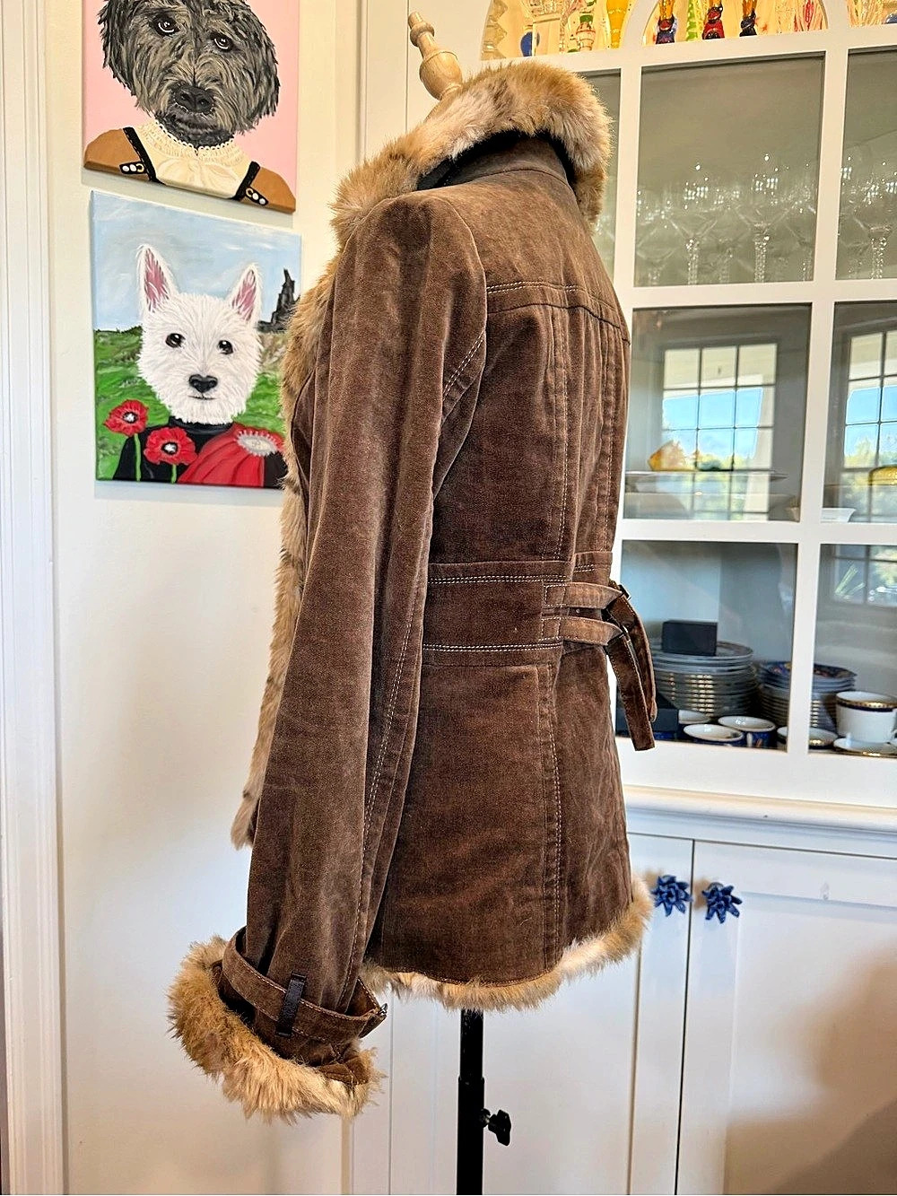 Burberry Brown Shearling-Trim Jacket - Picture 7 of 11